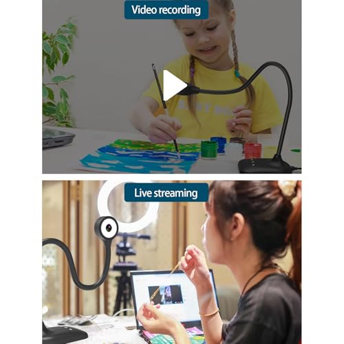 Full Clear Streaming USB Document Camera with Adjustable Arm for Online Teaching Webinars and Video Conferencing USB Webcam with LED Lighting