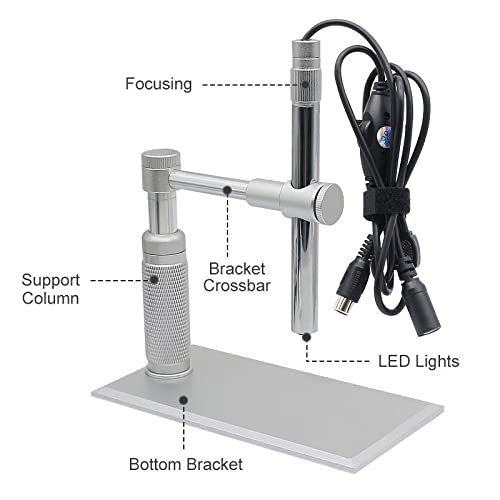 Microscope Accessories Kit 2MP 1-500X Zoom USB Microscope, 8 LED Diameter 12mm AV Microscope with Metal Bracket Microscope Slides(Only USB Microscope)