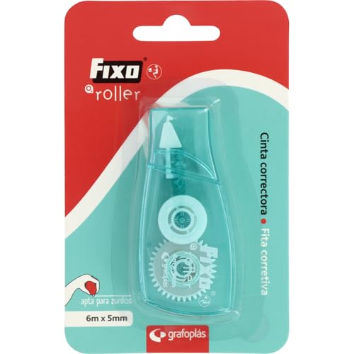 Fixo Roller - 12 Pack Correction Tape with Cap 6m x 5mm Front Application Suitable for Left Handed Users Allows Instant Writing Perfect School and Office Supplies for Correcting Errors