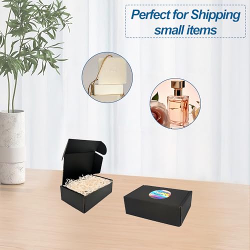 ROTCH 200 Pack 6x4x2'' Small Shipping Boxes Black, Cardboard Corrugated Mailers for Small Business (M642-200-B)