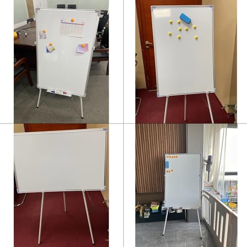 TRUNXUCL Dry Erase Board Double Sided, Standing Whiteboard, Magnetic White Board with Stand, Tripod Height Adjustable(White,45x60cm/18x24in)