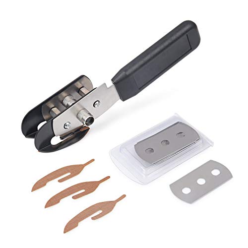 Gomake Vinyl Backing Cutter Dual Blades Two Cuts in One PTFE Coating Safety Film Cutting Knife for Backer Strip Cutting and Car Tinting With10 Extra Blades, 3 PTFE Stickers