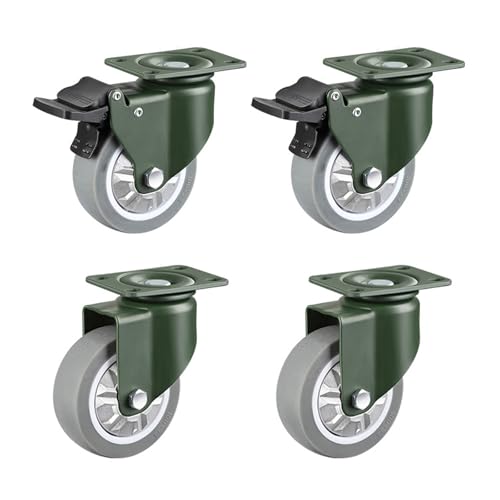 Heavy-Duty 3-Inch Swivel Caster Wheels For Furniture & Industrial Use Durable Steel Plate Bracket Locking Casters For Stable Mobility Ideal For Heavy Carts & Furniture Le,Braked And Swivel-5In