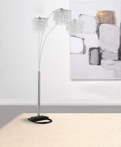 Coaster Home Furnishings - Miriam - Metal Floor Lamp with 3 Lights, Arched Design and Crystal Beads - Living Room - 90-Inch - Chrome - 901484