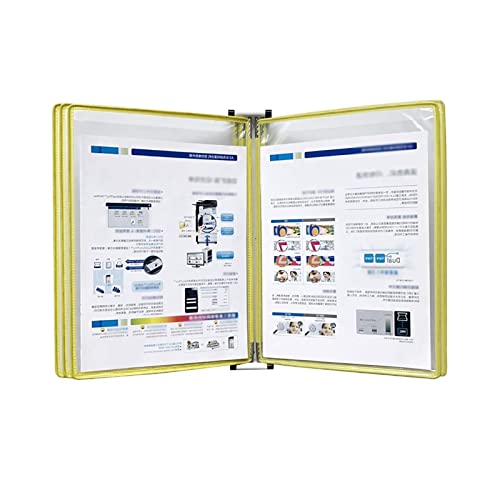 GFSGHZZ Wall Mount Reference Organizer - Catalog Display Rack, with 5 Display Pockets Wall Mount Reference System, 10 Sheet Capacity Universal Pockets, Wall Display Folder Binder,Yellow