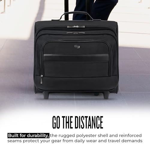 Solo New York Rolling Overnighter Catalog Case with Wheels - Roller Laptop Bag, Wheeled Briefcase for Women & Men, Carry On Size for Travel, Fits 15.6" Computer - Columbus, Black