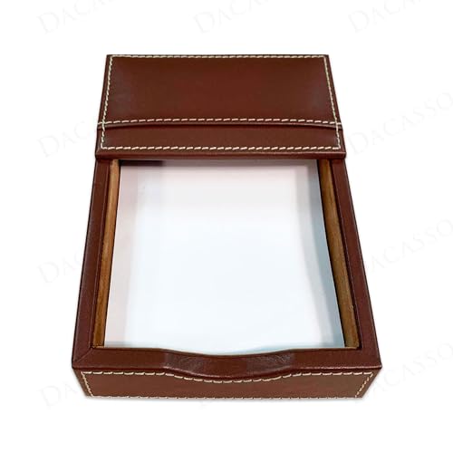 Dacasso Luxury Rustic Brown Leather 4" x 6" Memo/Note Holder for Desktop - Executive Decor & Office Desk Organization Essential