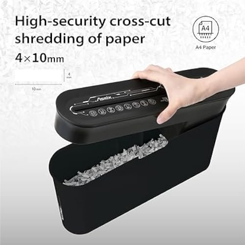 Paper Shredder for Home Office, Black Compact Design, 2 Sheet Crosscut Paper, 10 Mins Running Time B08BK