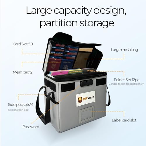 RIP VAULT Fireproof Document Box with Lock - Estate Planning Organizer