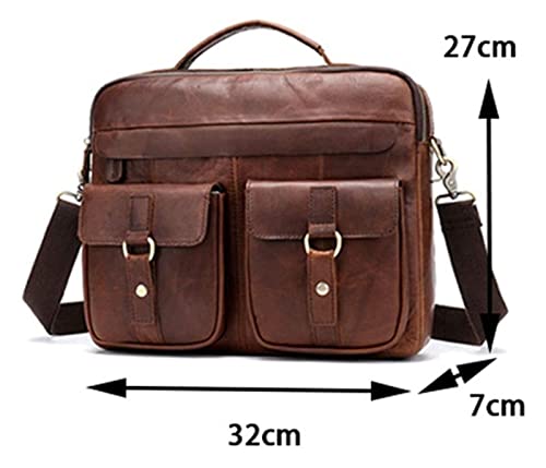 XIADENGLAN Business Briefcase Vintage Handbag, 14" Laptop Leather Messenger Shoulder(Black)