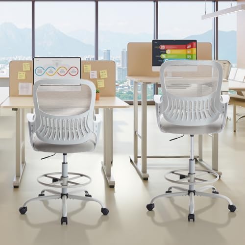 Sweetcrispy Tall Drafting Chair, High Office Desk Chair with Footrest