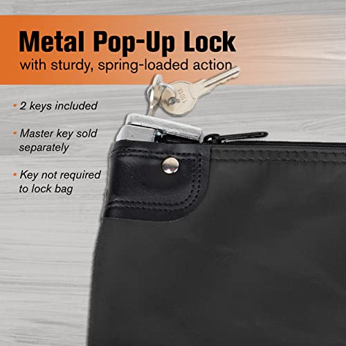 BankSupplies HIPAA Locking Courier Bag 19 x 15 Black – Laminated Nylon Security Bag with Metal Pop-Up Lock – Cash, Checks & Document Transport