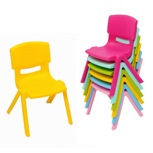 6Pcs Stackable School Chairs, Colorful Kids Plastic Chair, Colorful1