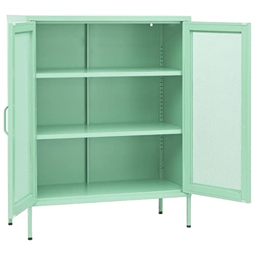 JHQHSM Storage Cabinet Mesh Doors Adjustable Shelves for Books, Magazines, documents Mint 31.5"x13.8"x40" Steel