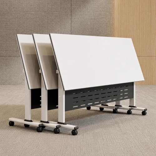 RIXNOMA Modern Modular Convertible Top Mobile Conference Table with Wheels, Joinable Folding Meeting Table for Office, Classroom and Seminar
