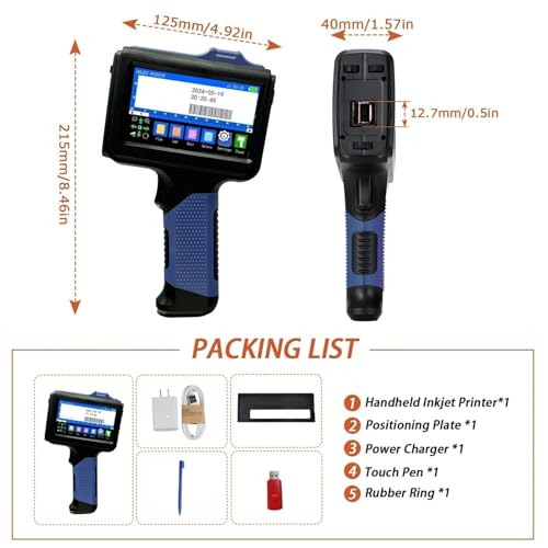 SHIHUANI 12.7mm Portable Handheld Inkjet Printer for Text QR Barcode Batch Number Logo Image(Without Ink(JP))