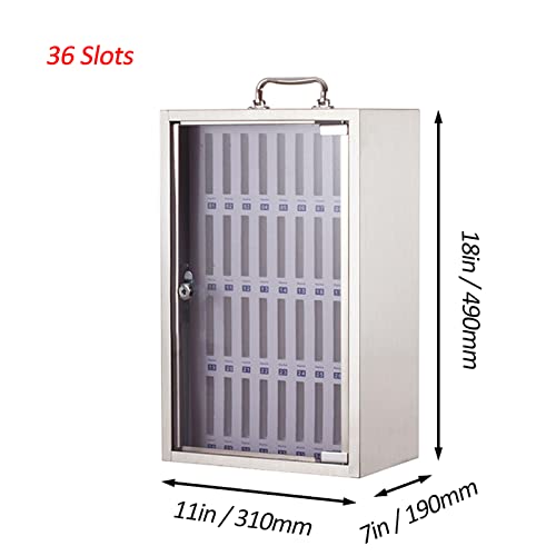 Wall-Mounted Cell Phone Safe Deposit Box - Lockable Transparent Storage for Kitchen Office & Desk - 36 Slots for Mobile Phone Lockers with Fur Locks