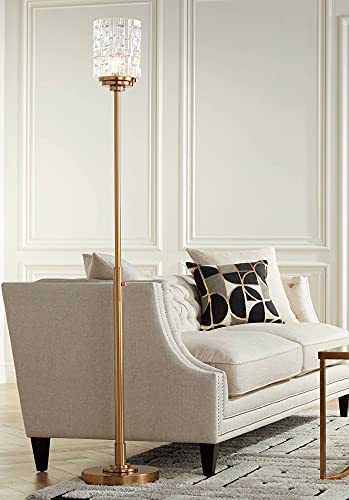 Kinsey 72 1/2" Tall Brass and Crystal Torchiere Floor Lamp Living Room