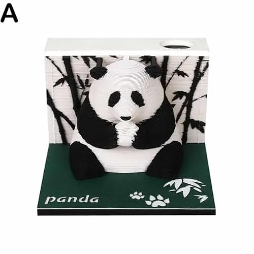 Yuidaaavzz 3D Calendar with Led Lights 3D Calendar 2024 Notepad Paper 3D Memo Pad Block Notes Office Desk Decoration Opening (A)