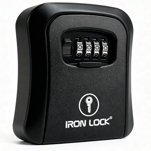 Iron Lock® Medium Wall Mount Combination Key Lock Box, Outdoor (Black)