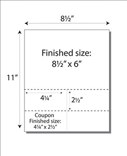 Print-Ready Flyer with 4 Coupons (4-1/4" x 2-1/2"), Perforated on 8-1/2" x 11" White 65lb Astrobright Cover Paper - 250 Sheets