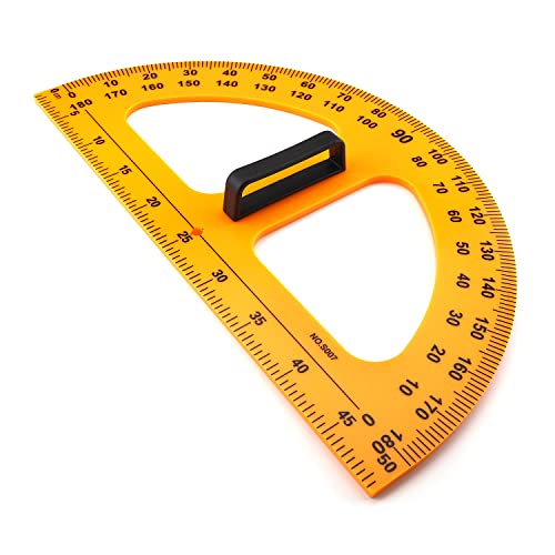 Utoolmart Teaching Protractor, Geometry Measurement Tool，Plastic Non-Magnetic Protractor，Angle Finder 0-180°，50cm / 19.7-inch Round Measuring Ruler Tool for Whiteboards and Chalkboards