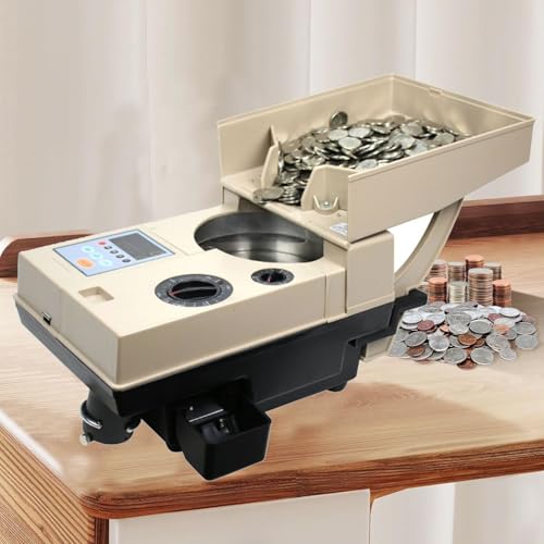High Speed Portable Coin Counter and Sorter, Electric Coin Sorter Sort 1200 Coins/Minute,2000 Coins Capacity Automatic Coin Sorter and Wrapper Machine
