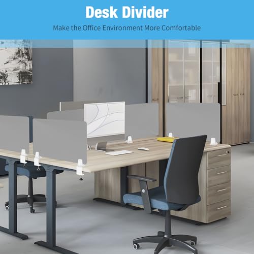 Desk Divider 4 Pcs Desk Privacy Panel 47.2''L x 15.8W'' Office Partitions Grey Acrylic Panel Pack of 4 Desk Divider Partition with Adjustable Universal Base Brand: Yeaborn