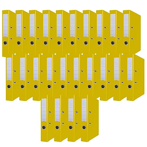 OFFICER PRODUCTS Pack of 24 Folders Yellow DIN A4 / 50 mm/Paper Cardboard/Plastic Cover PP Slot Folder Office File Cardboard Folder Metal Edge Protection