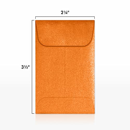 LUXPaper #1 Coin Envelopes in 80 lb. Flame Metallic, Envelopes for Coin Collections, Stamps, and More, w/Moistenable Glue, 1000 Pack, Envelope Size 2 1/4 x 3 1/2 (Orange)