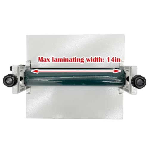 INTBUYING Manual Cold Laminator 14in Cold Roll Laminating Machine, All Metal Frame, 0.4in Max Laminating Thickness,Rubber Roller for Flim Cold Laminating