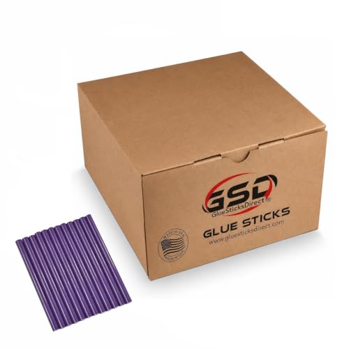 GlueSticksDirect Full Size Hot Melt Glue Sticks for Glue Gun - Bulk 4in Purple - Great for Art Craft Repairs & Compatible w/Most Glue Guns - 7/16" X 4" (Approx 225 Sticks, 5lbs Pack) - Made in USA