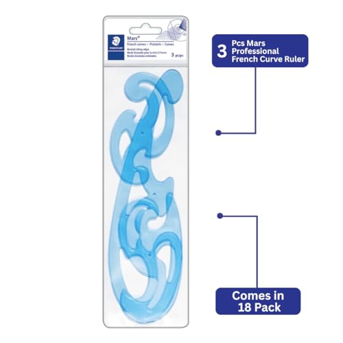 STAEDTLER Mars Professional French Curve Design Ruler Set, 18-Pack