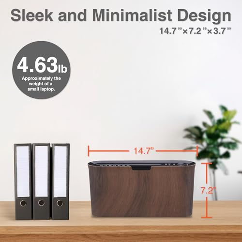 Asmix B06W Paper Shredder for Home use Office, Wood Compact Design, 2 Sheet Crosscut Paper, 10 Mins Running Time 14.7" × 7.2" × 3.7"