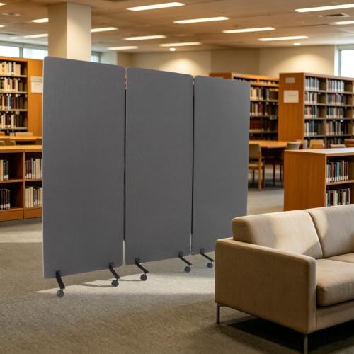 3 Panel Soundproof Room Divider with Wheels Acoustic Privacy Panel