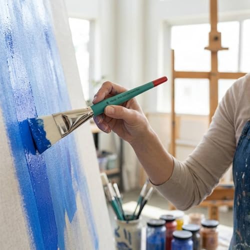 Creative Mark Art Supplies Large Mural Synthetic White Filament Paint Brush - Filbert #40 - Artist Supplies for Acrylics, Watercolors, and Oils - Durable, Resilient, Seamless Ferrules