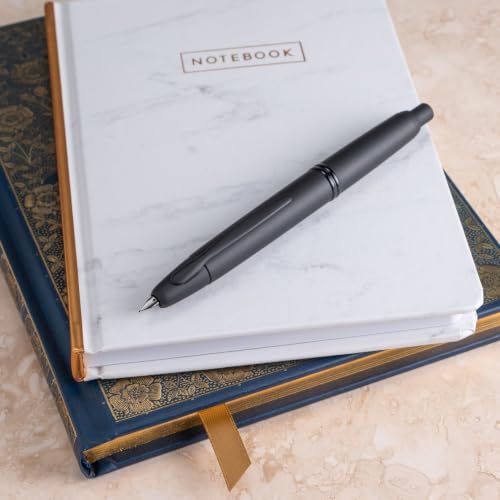 PILOT Vanishing Point Collection Refillable & Retractable Fountain Pen, Matte Black Barrel, Blue Ink, Medium Nib (60581)