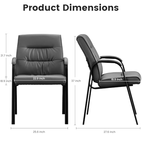 BoisKom Big&Wide Office Guest Reception Chairs Set of 2, Conference Room Chairs Waiting Room Chairs, Modern Leather Office Desk Chair No Wheels