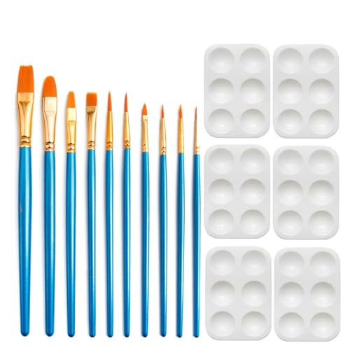 TGBHM Oil Paintbrush 16-Piece Set Wood Painting Brush Plastic Palette DIY Graffiti Drawing Tool