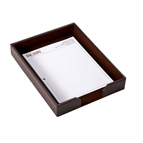 DACASSO Bonded Leather Desk Set - Luxury Leather Desk Pad & Desk Organization Essentials - Office Organization & Executive Desk Decor - (Dark Brown, 5 Piece)