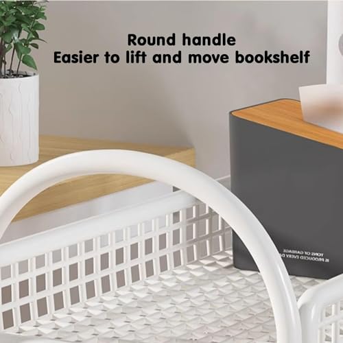 Preferspace Book cartMovable Bookshelf 5 Tier Rolling Utility cart Rolling Book cart with Slanted Shelves for Offices, Classrooms, Libraries, Study Rooms,A