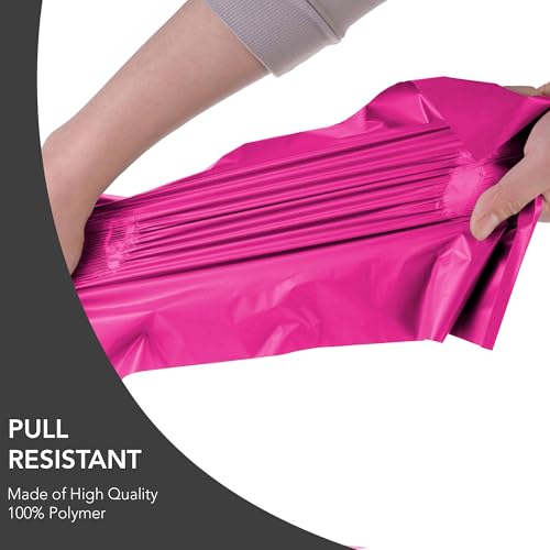 125 Assorted Mixed Hot Pink Mailing Poly Postal Self Seal Bags 5 Sizes 25 from Each iSOUL Extra Small to Large Postage Packaging Assorted Mailers Posting Shipping Post Parcels Package Bags