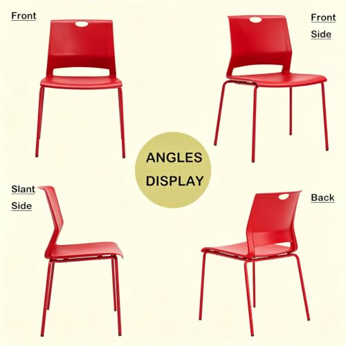 Red Stacking Conference Guest Chairs Set of 4, stackable Waiting Breakroom