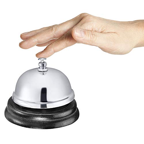 Westmark Table Bell/Reception Bell, Ø 8 Cm, Clear Sound, Wood/Steel (Chrome-Plated), Apart, Silver/Black, 63242260