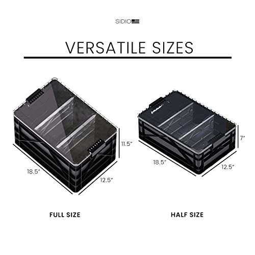 SIDIO Pro Pack, HD Stackable Storage Bins with Lids & Dividers, Black