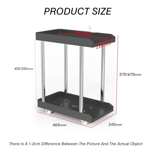 PC Stand Computer Cart,2 Tier Rolling Printer Cart Under Desk,Metal Frame and ABS Plastic Shelves,Max Load 110 Lbs,for Office Home Classroom(Black,670x465x245mm)