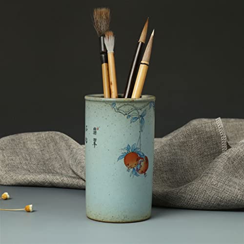 TOMYEUS Pencil Holder Pen Holder New Chinese Hand-Painted Ceramic Pencil Storage Cup Office Study Desktop Retro Pencil Brush Storage Pen Holders Desk Pen Cup Pencil Cup Pot Desk