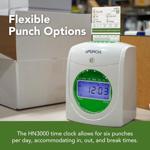 uPunch JC3540 Complete Small Business Start-Up Kit: AutoAlign Time Clock System with 400 Time Cards, 4 Ribbons, and 2 Racks