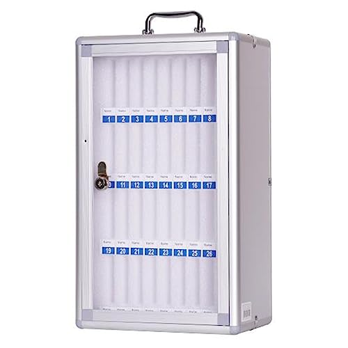 12/24/36/48/60 Slots Cell Phones Storage Cabinet Aluminum Alloy Pocket Chart Storage Locker Box Wall-Mounted Phones Desktop Organizer Box With A Lock For Classroom Office ( Color : Silver , Size : 36