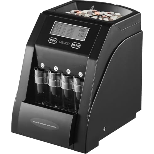 VEVOR USD Coin Sorter, Coin Counter Machine for Sorting ¢1 ¢5 ¢10 ¢25 Coins